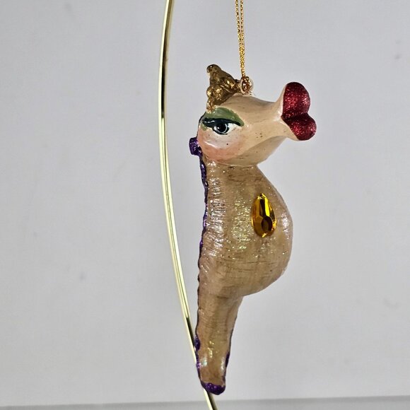 Katherine's Collection Jeweled Kissing Seahorse Christmas Ornament Purple Glitte - Picture 5 of 8